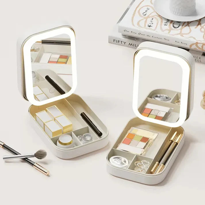 Compact Makeup Vanity With LED Mirror