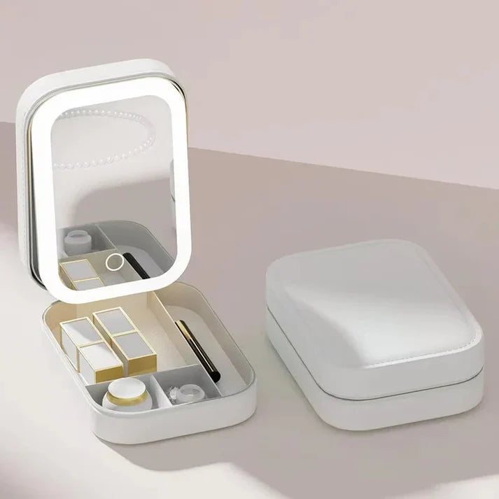 Compact Makeup Vanity With LED Mirror